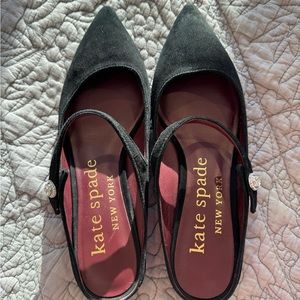 Kate Spade black suede “Meg” mules, size 6.5
